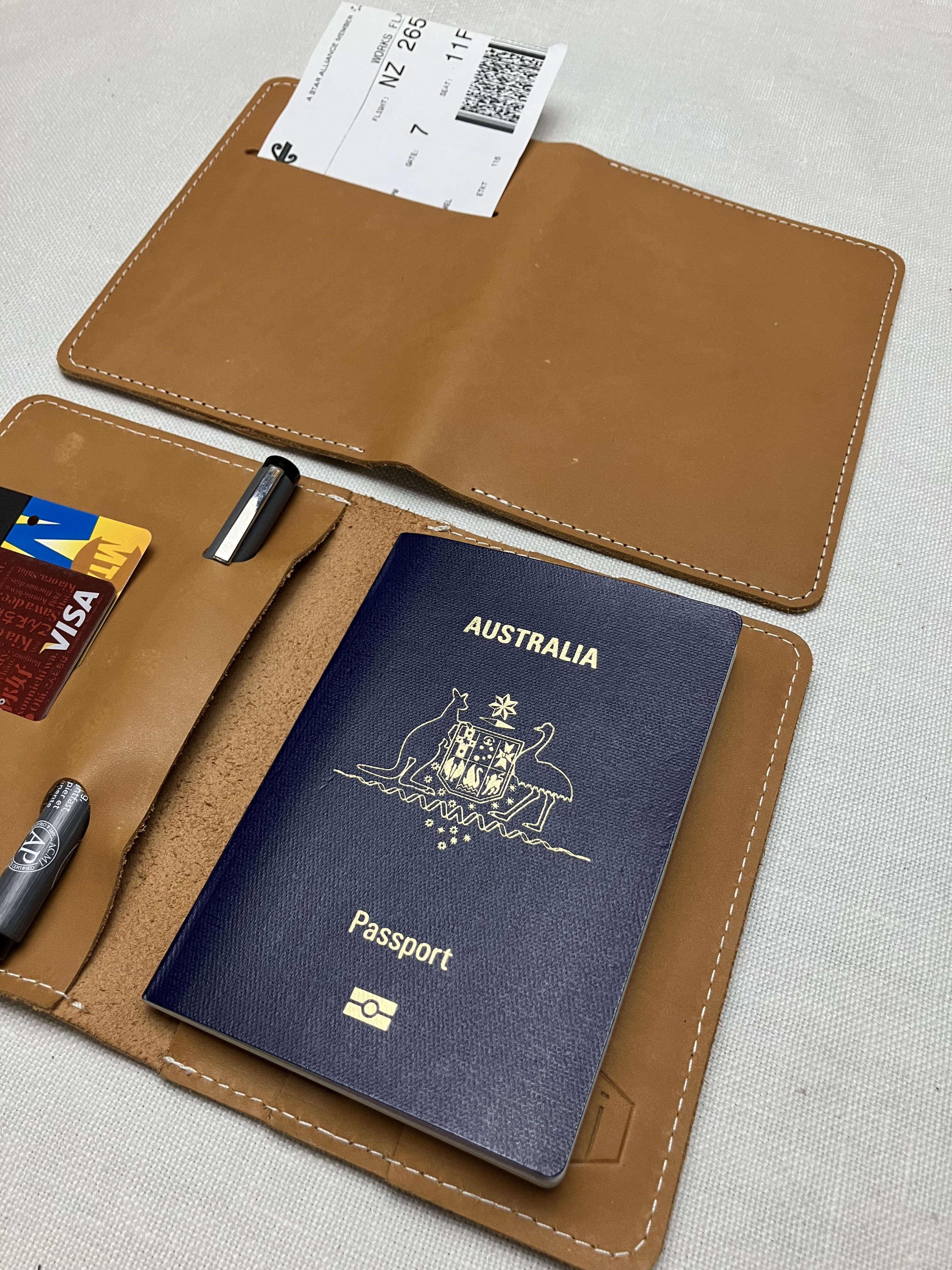 Leather bound passport folio cover