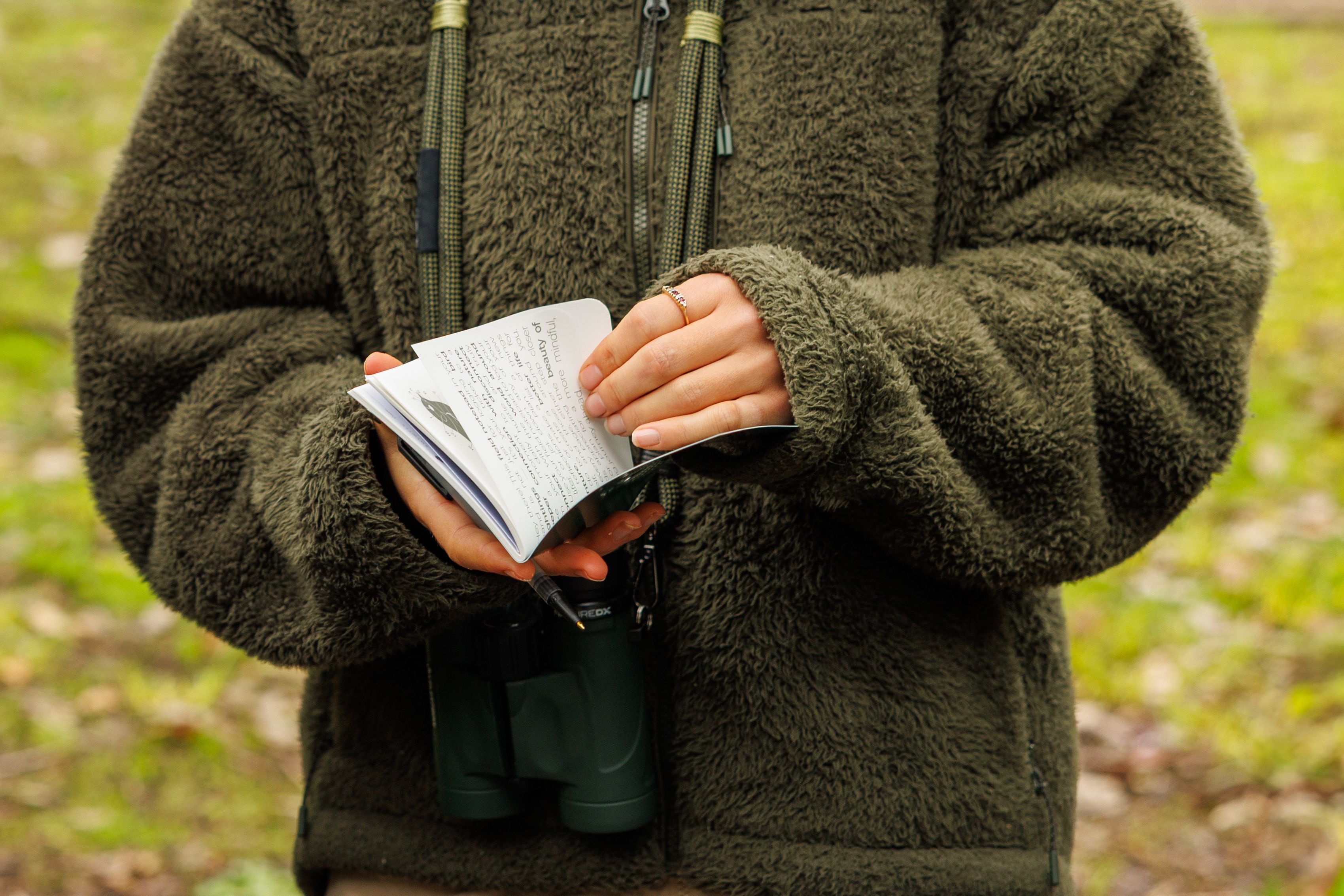 Person using LYFER field notebook