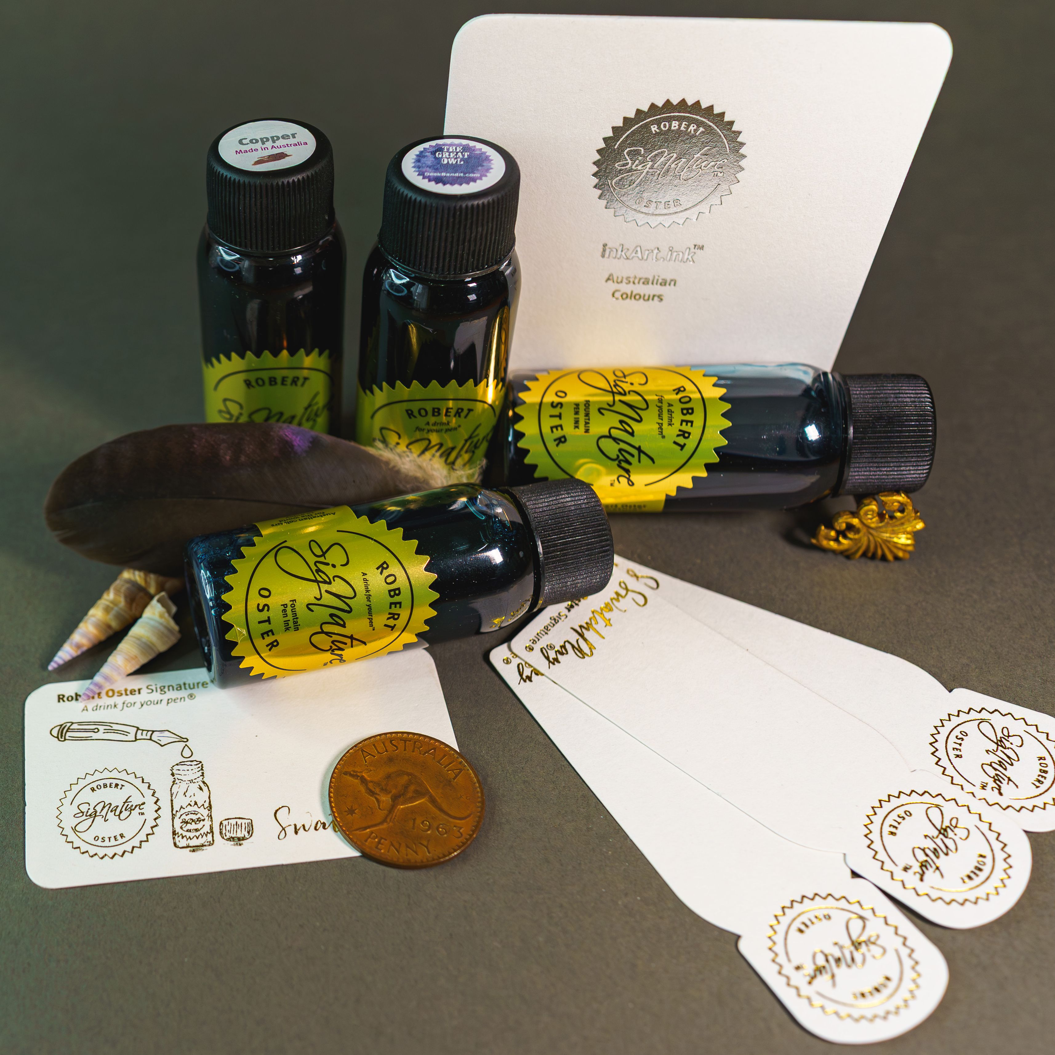 Robert Oster bottles and swatch cards