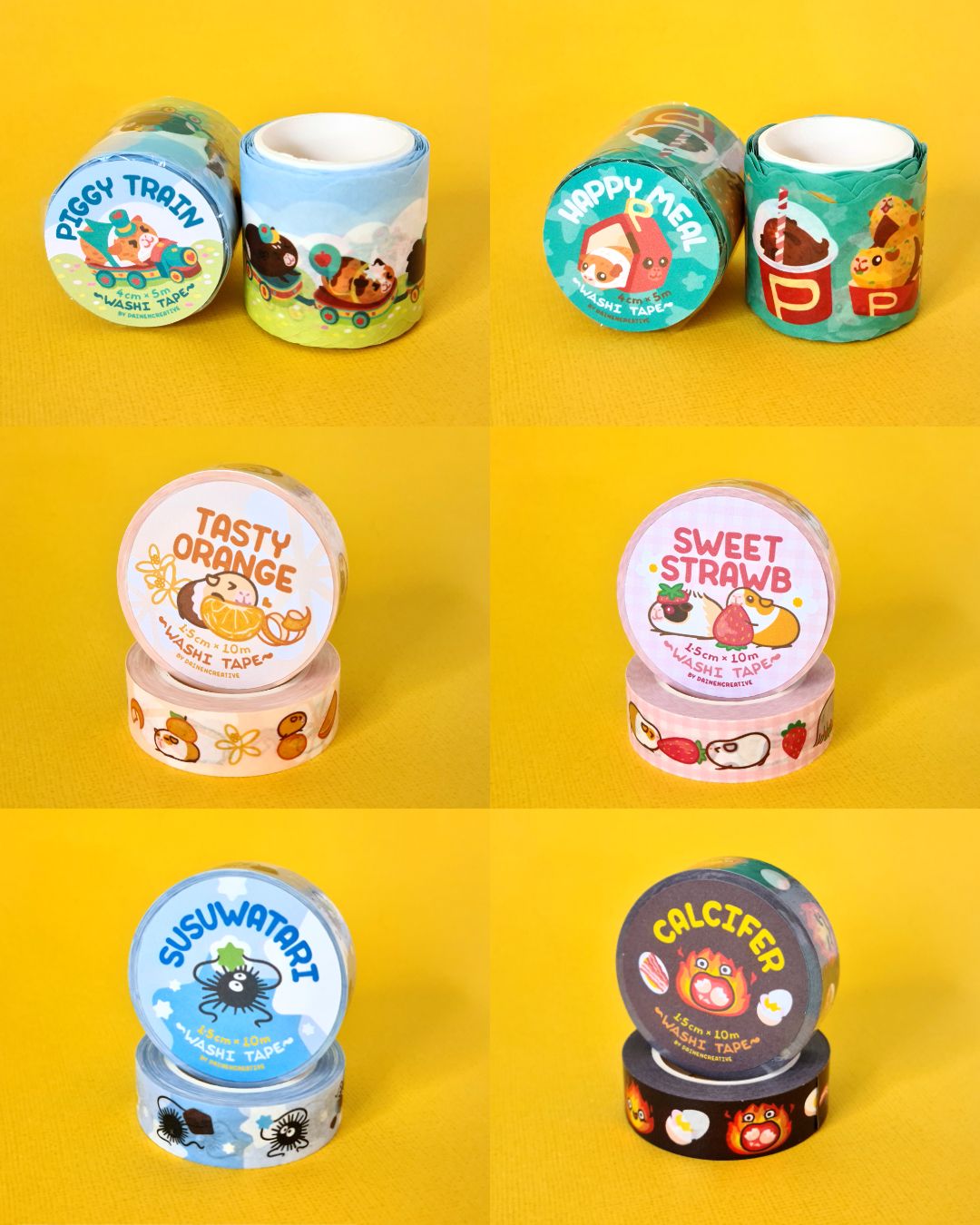 Guinea pig themed washi tape rolls