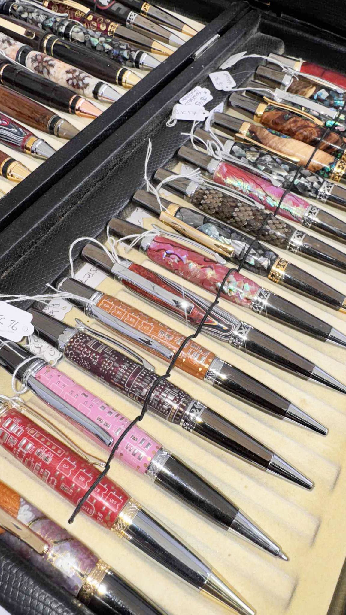 Trays of bespoke pens