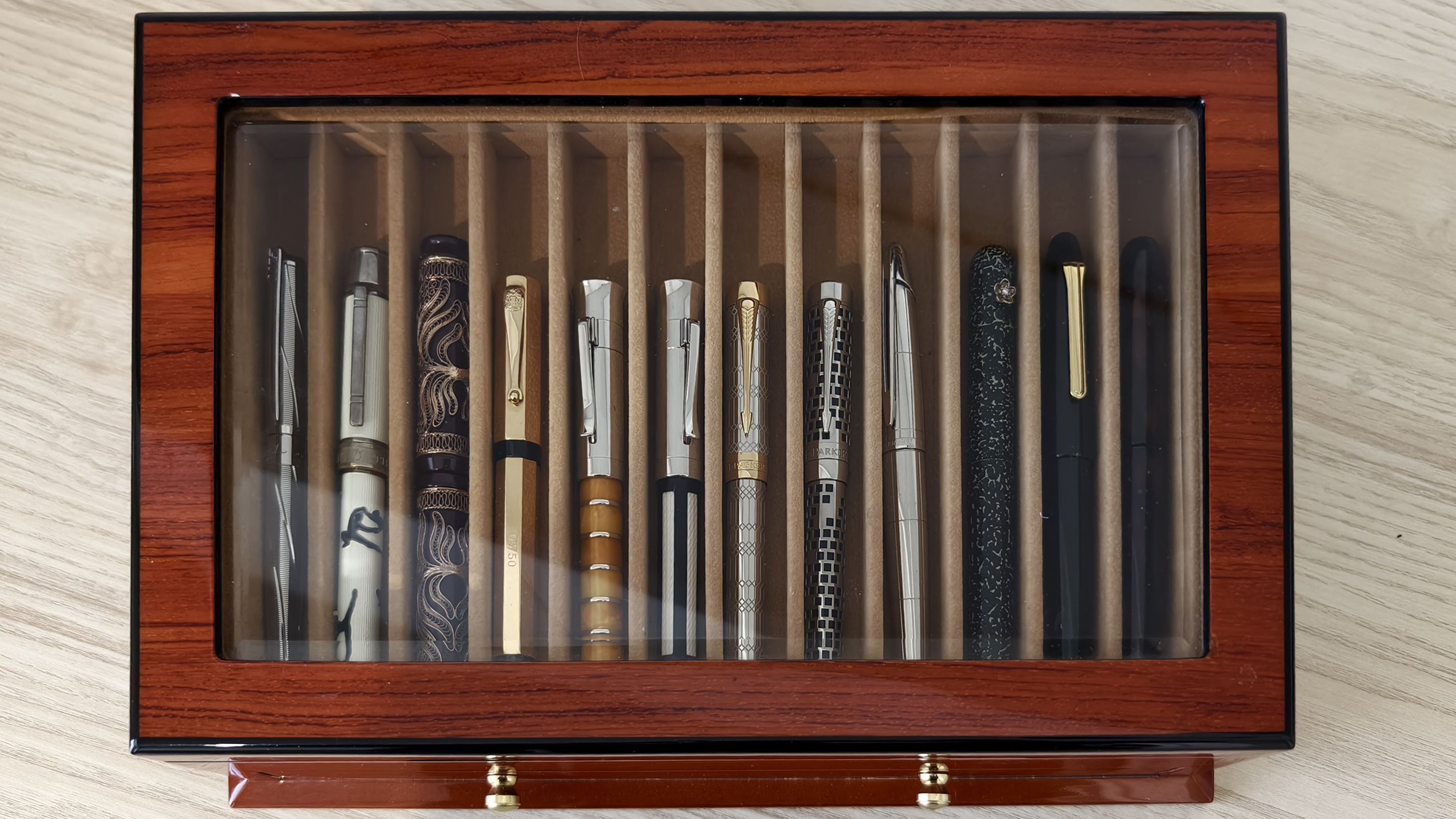 foutnain pens in a pen case