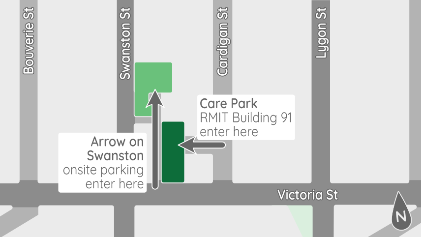 Map showing the location of parking options