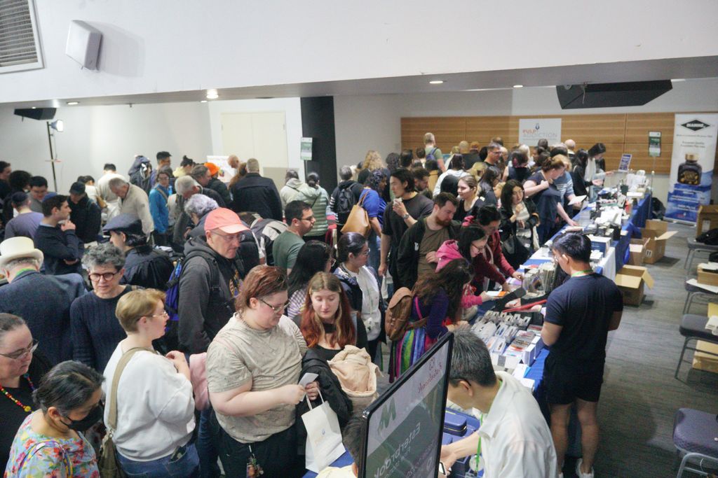 A crowded corner of the show hall