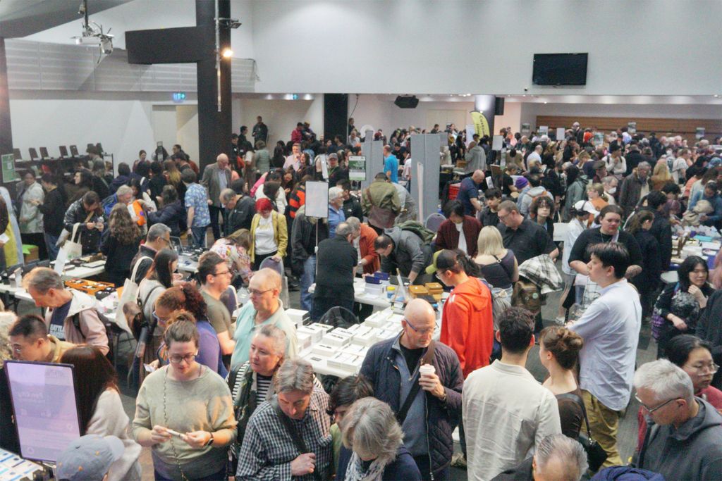 A view of the hall, packed with people