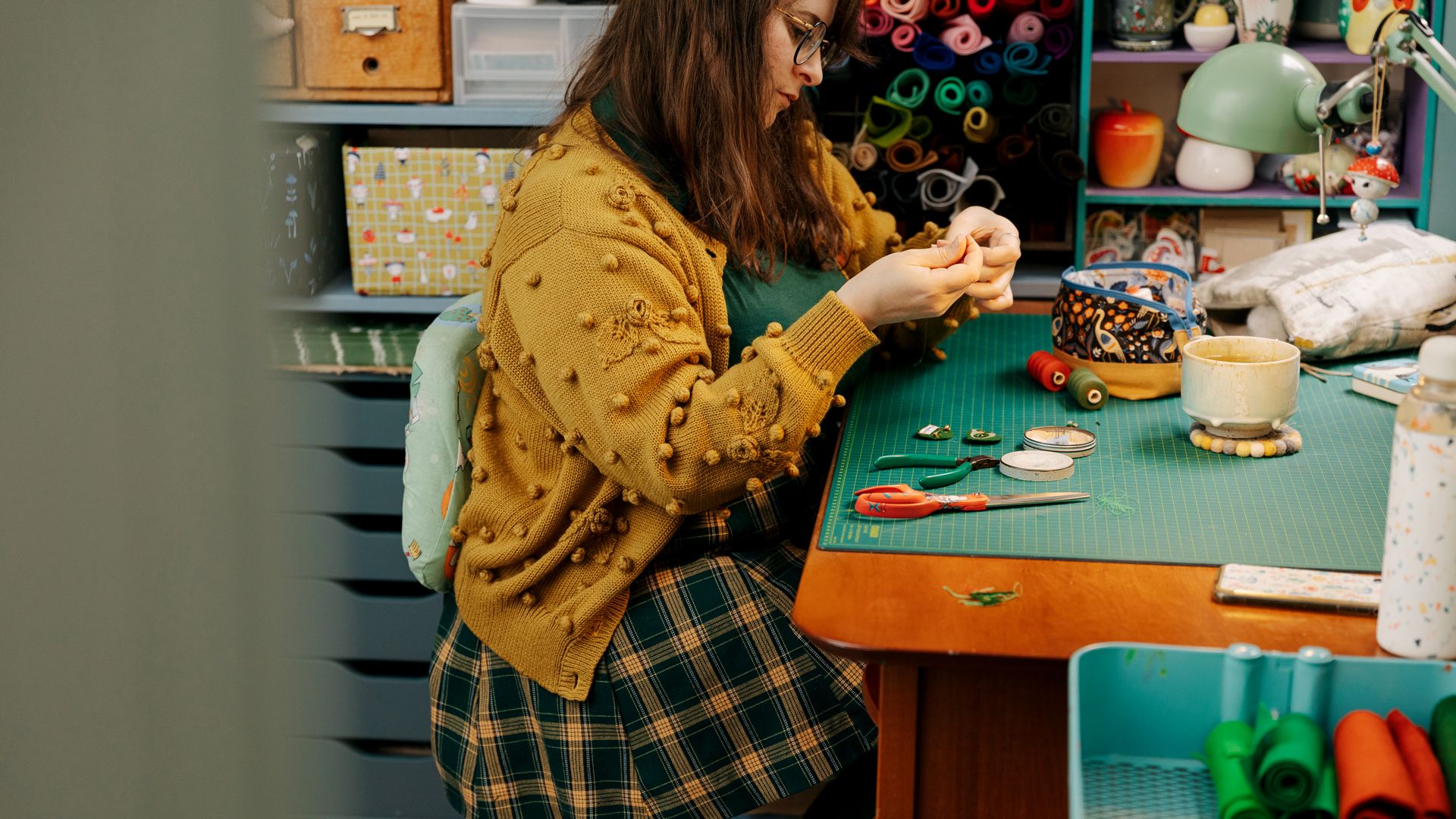 Hanna Mancini, creator of Hannakin, working on assets