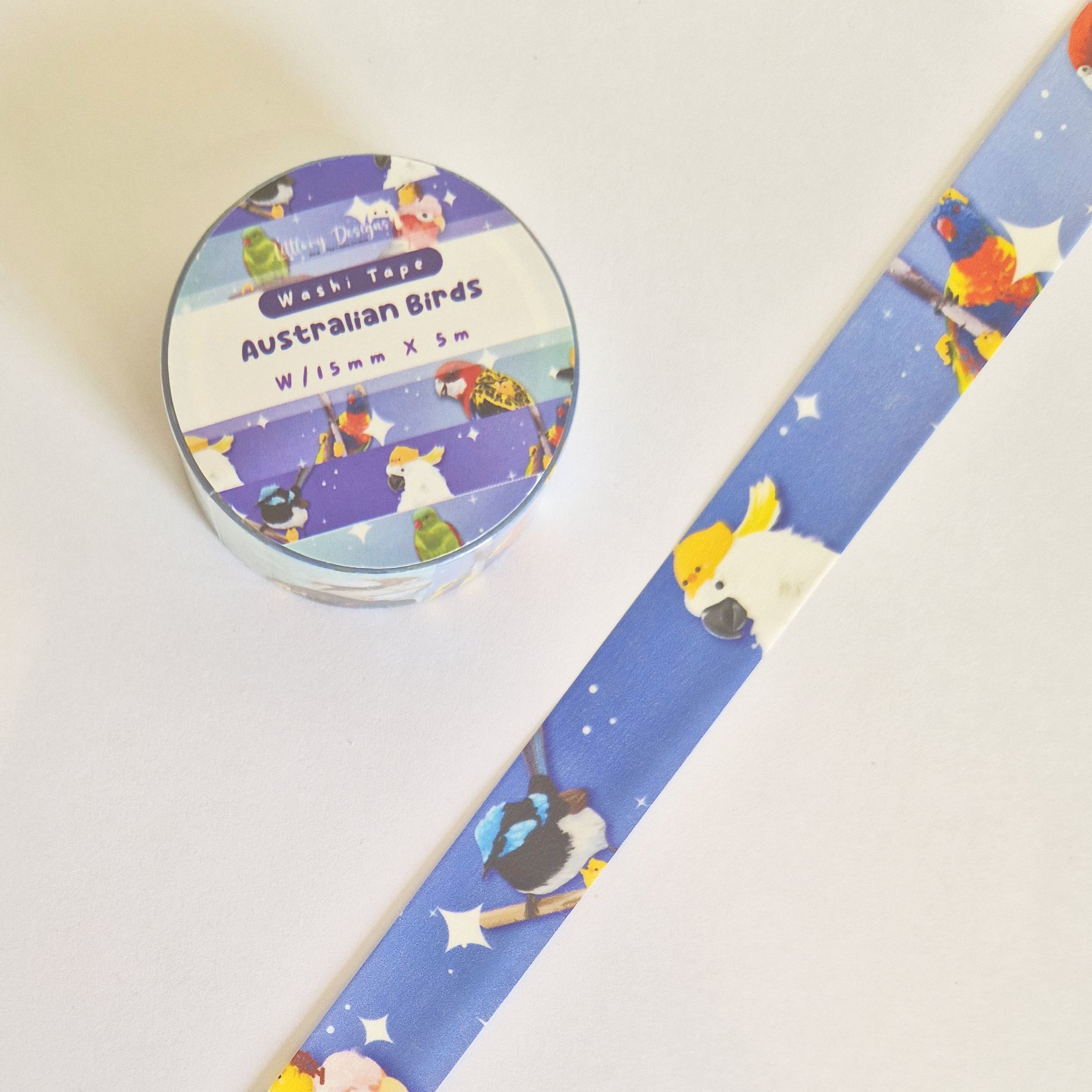 Bird themed washi tape sample
