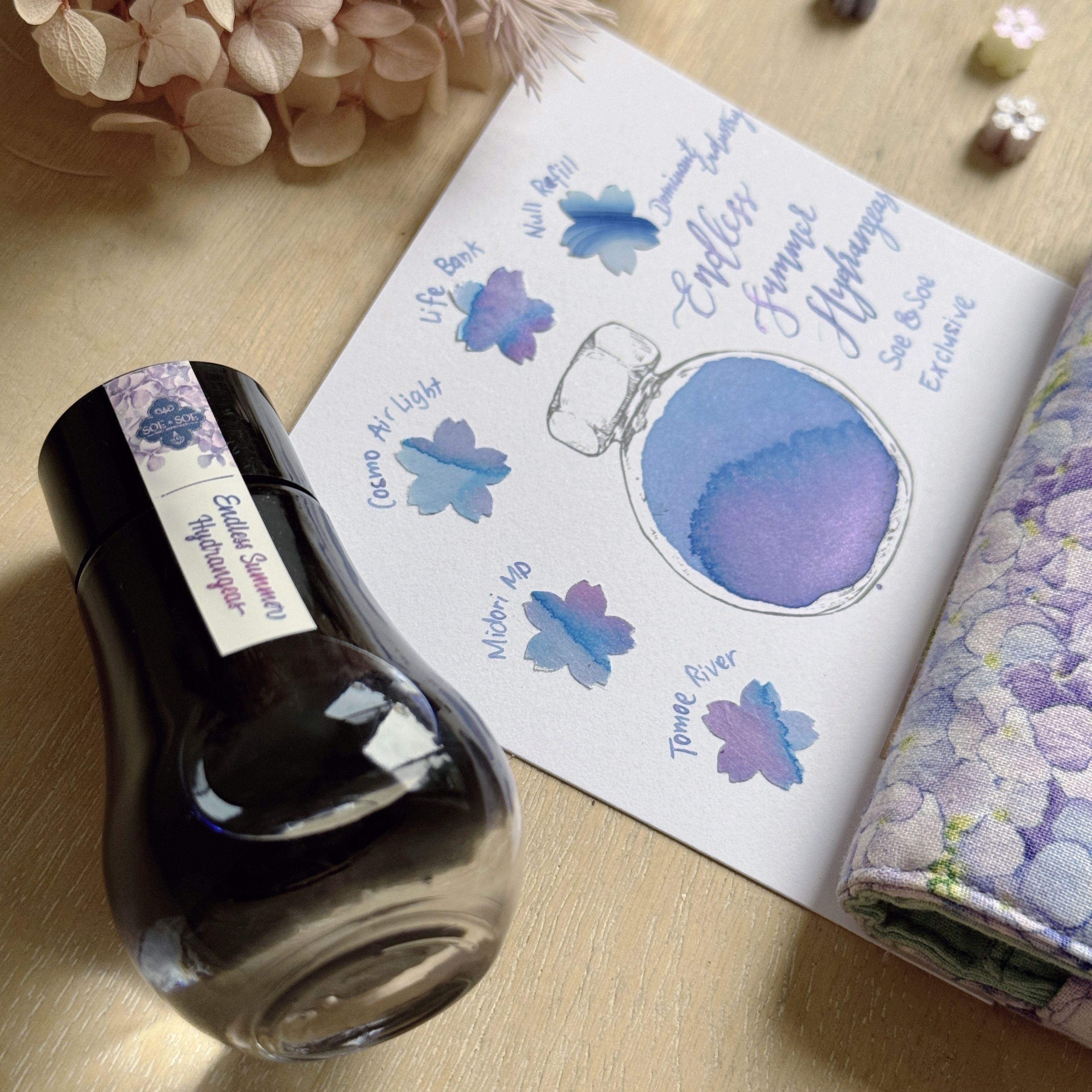 Store exclusive, limited edition Dominant Industry fountain pen ink and swatch