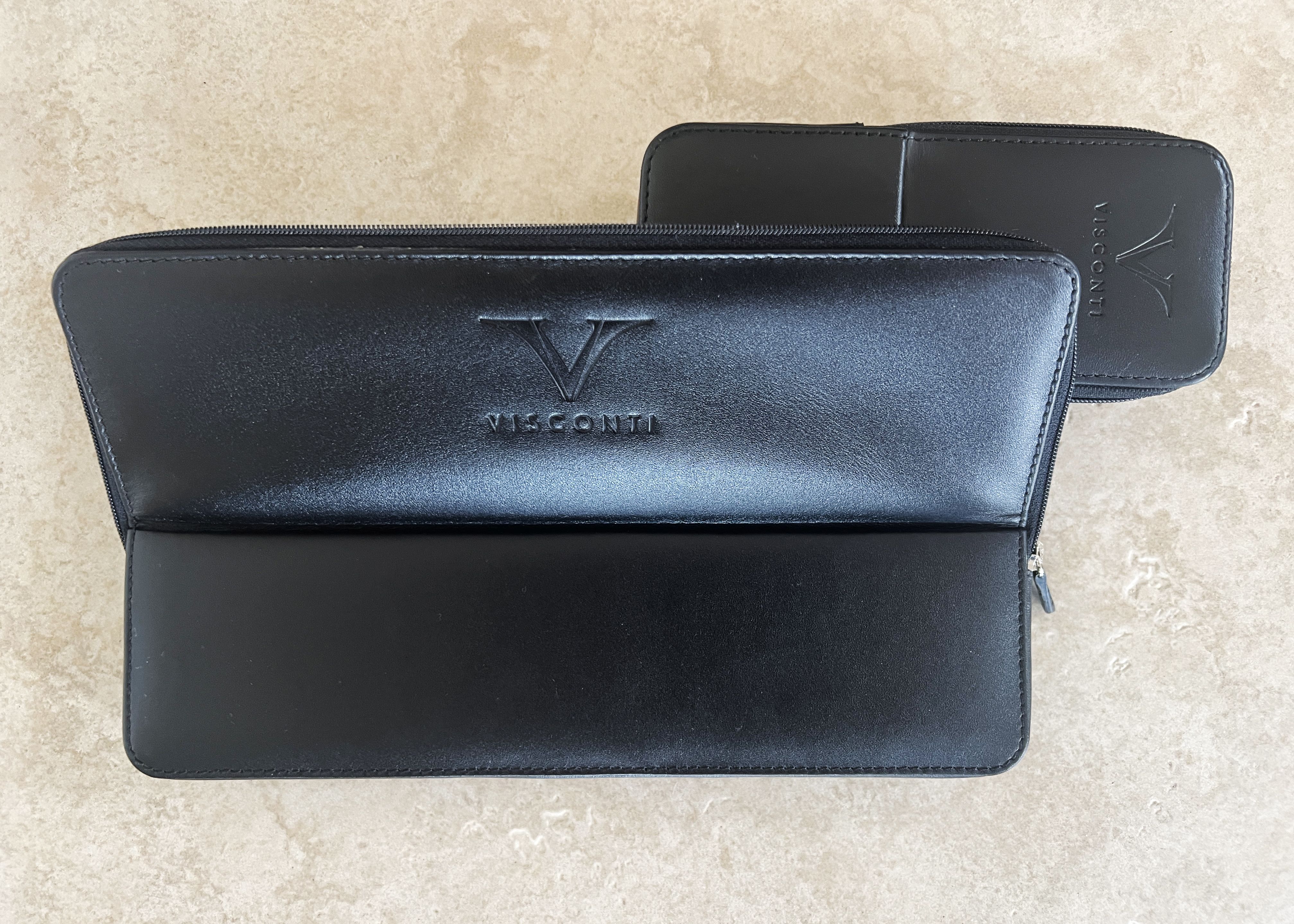 Black Visconti leather pen case