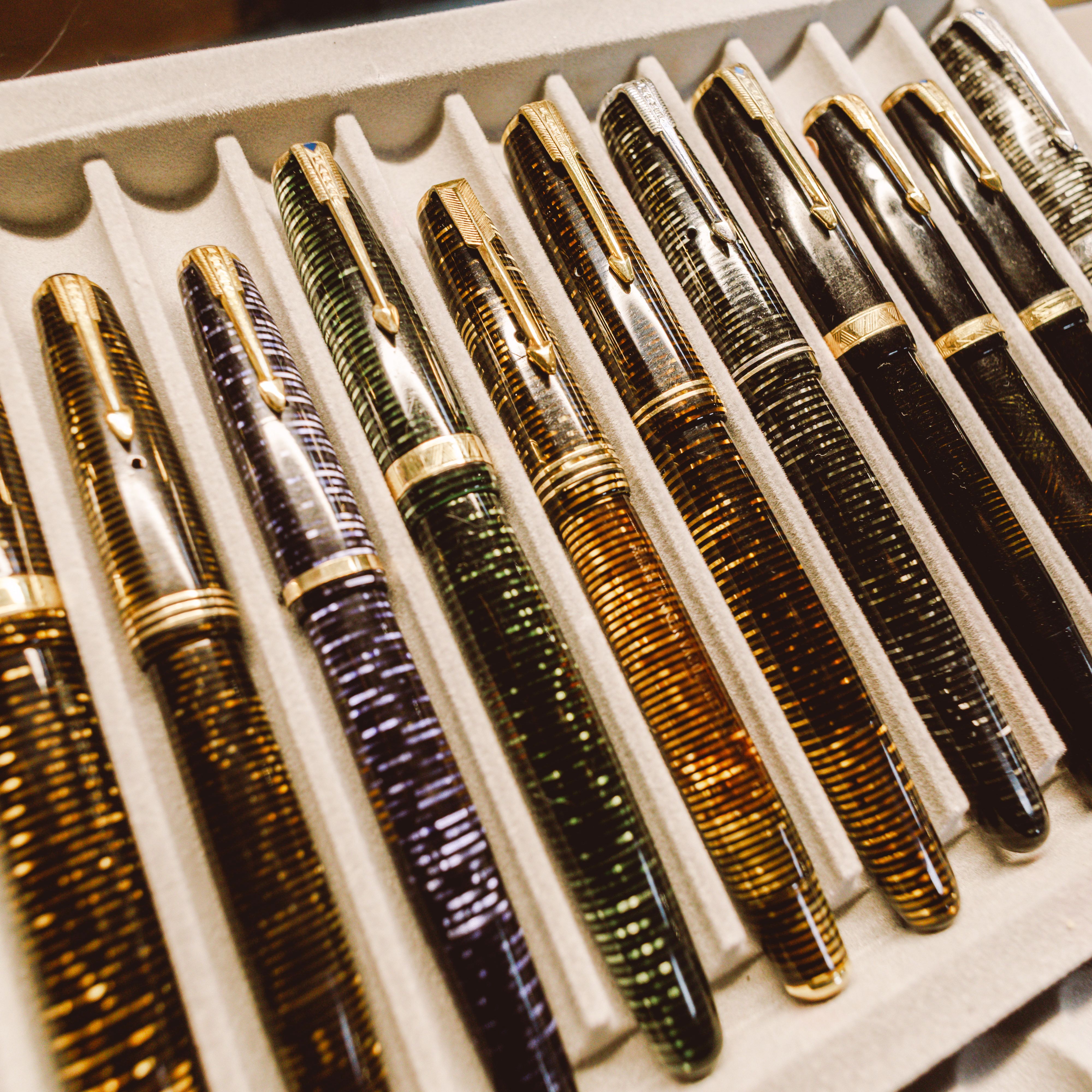 Tray of Parker Pens