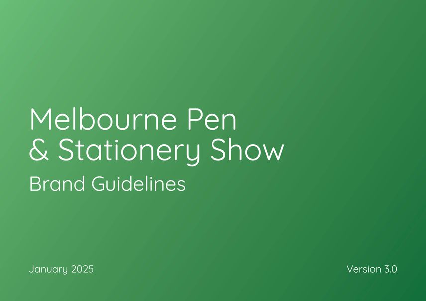 Melbourne Pen & Stationery Show style guide brand identity document cover