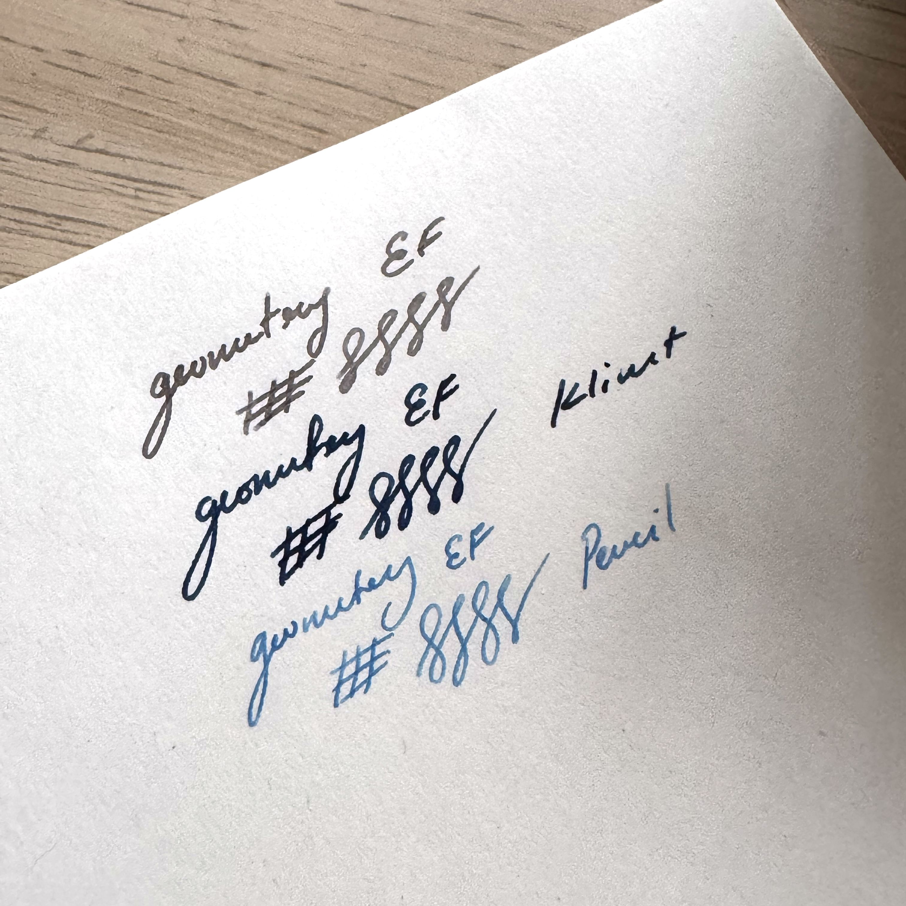 Nib test handwriting on paper