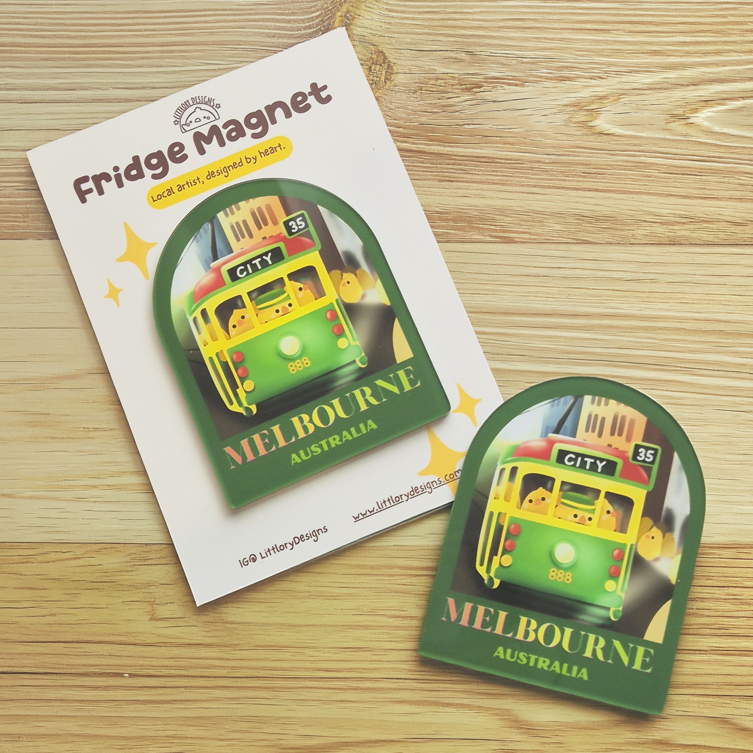 Melbourne and Pulu themed fridge magnets