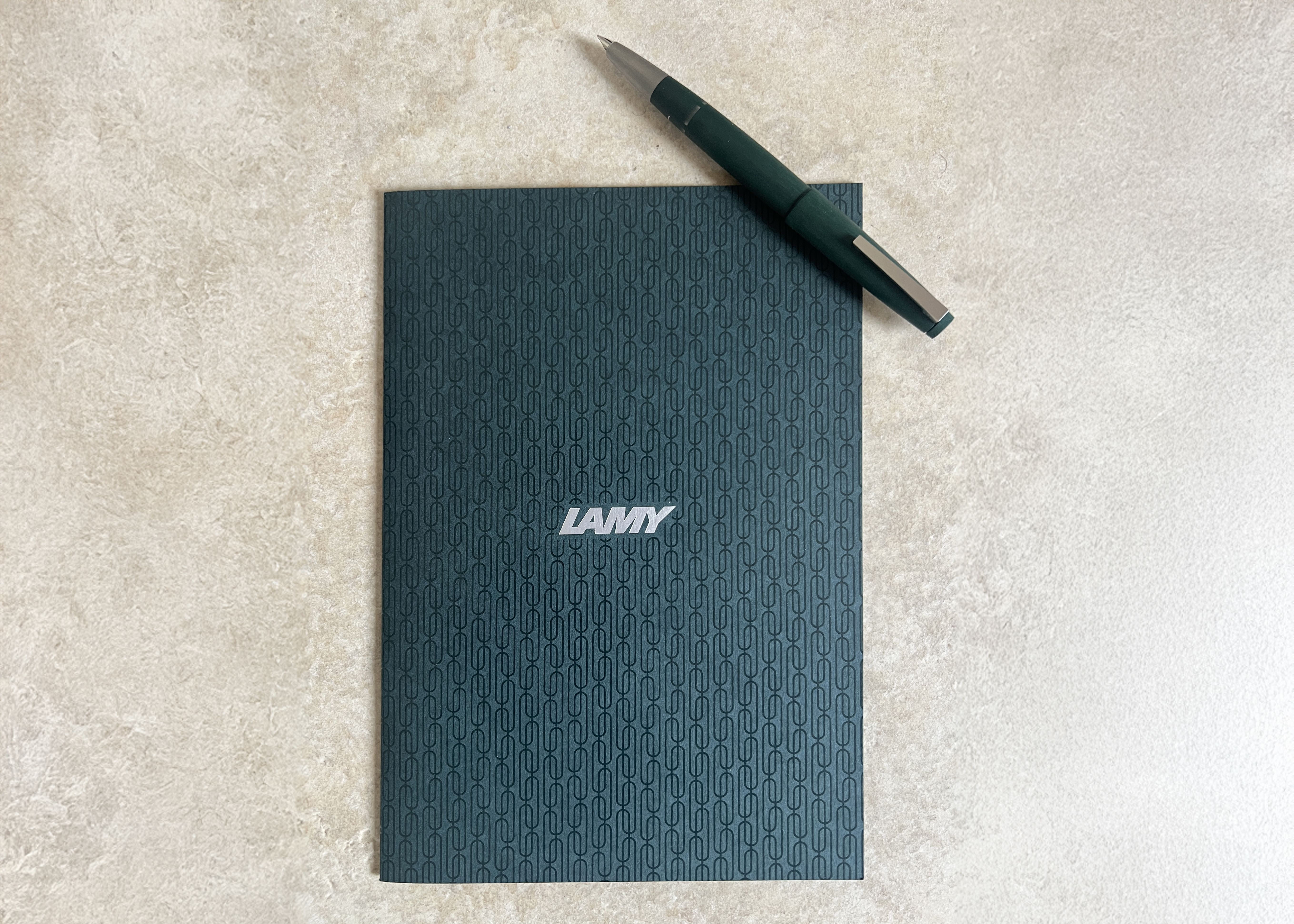 Green Lamy notebook and matching fountain pen pen