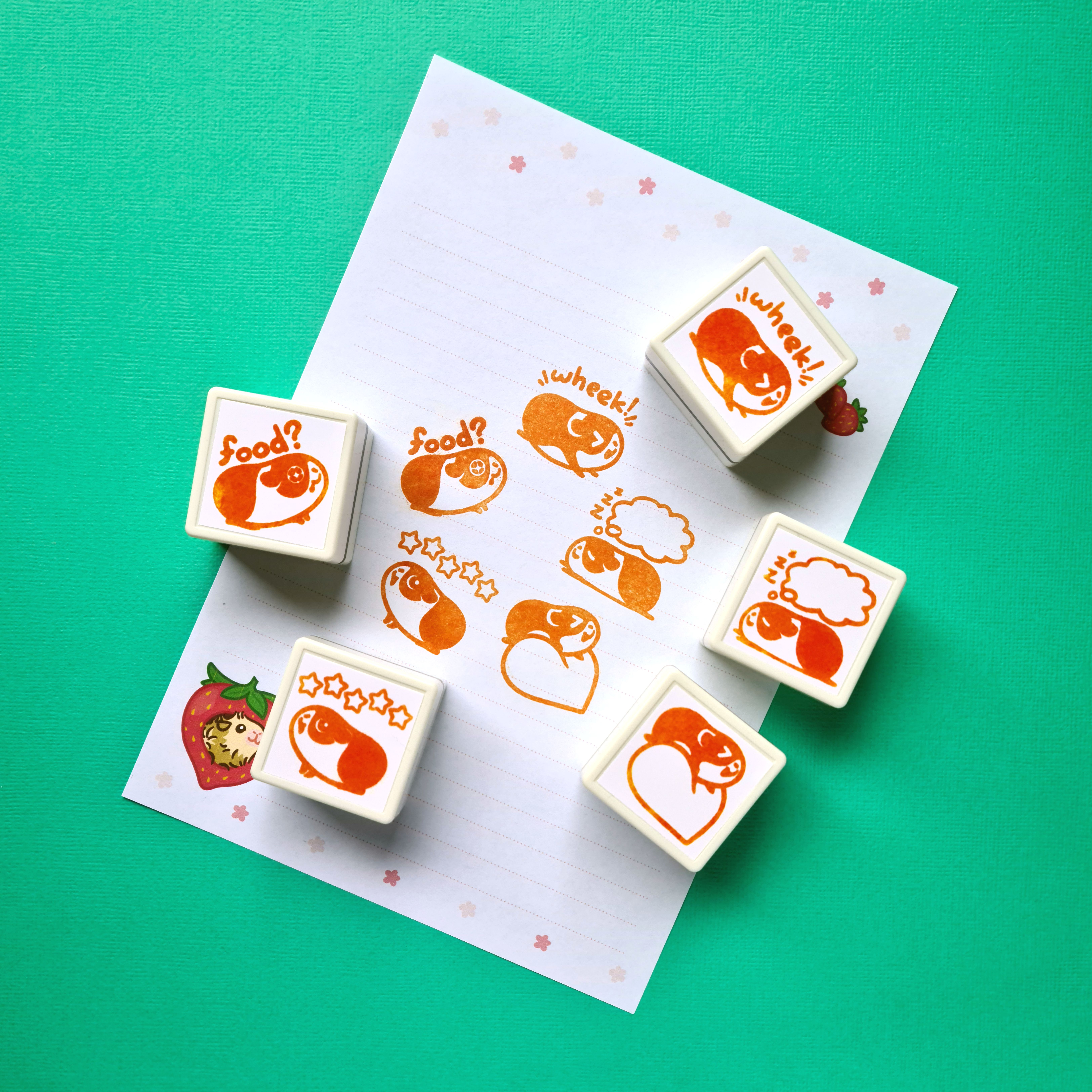 Guinea pig themed self-inking stamps