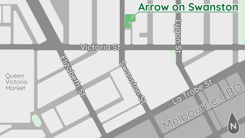 Map showing the location of Arrow on Swanston
