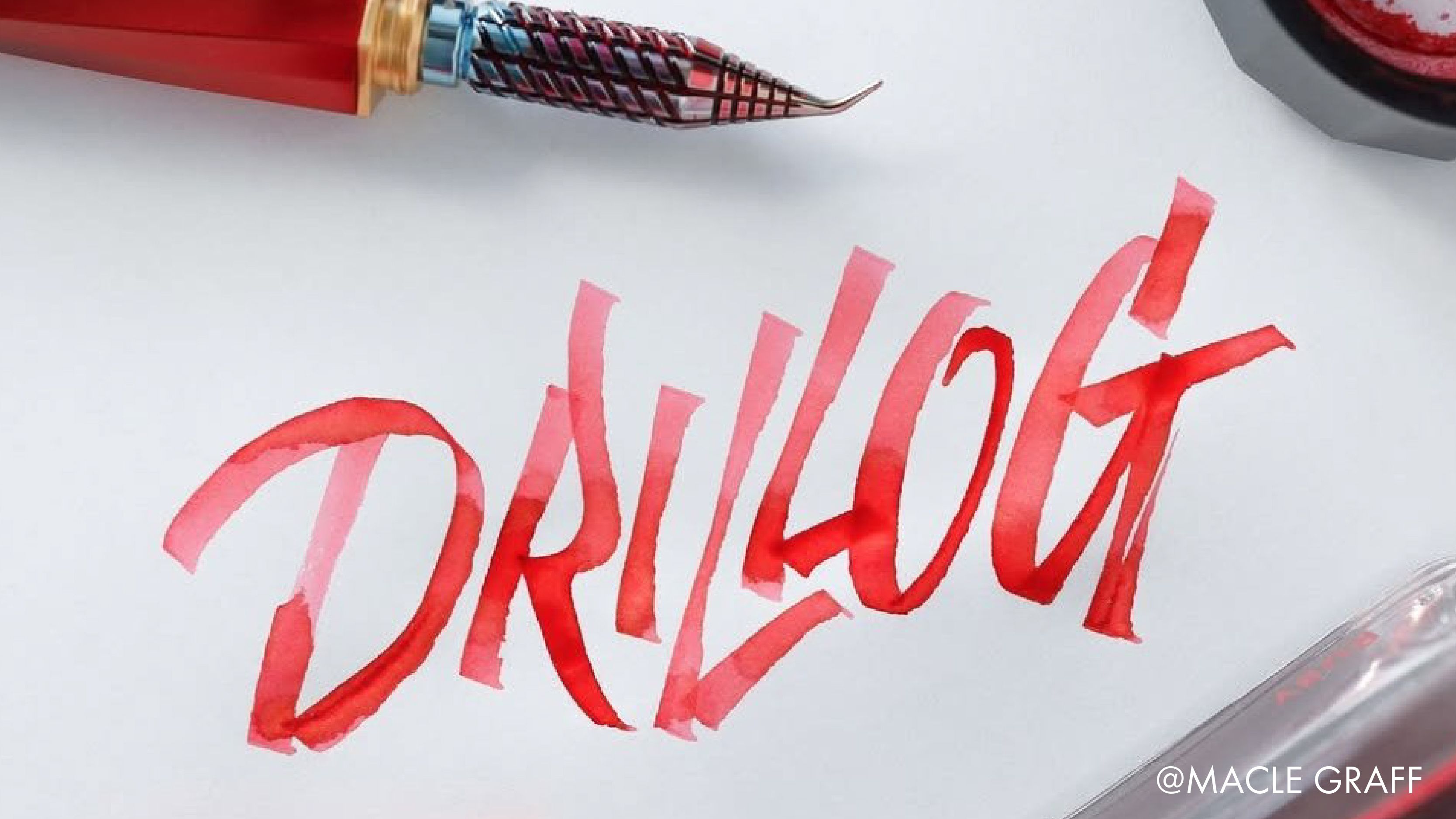 Calligraphy using DRILLOG Original titanium pen tip KODACHI Metal color