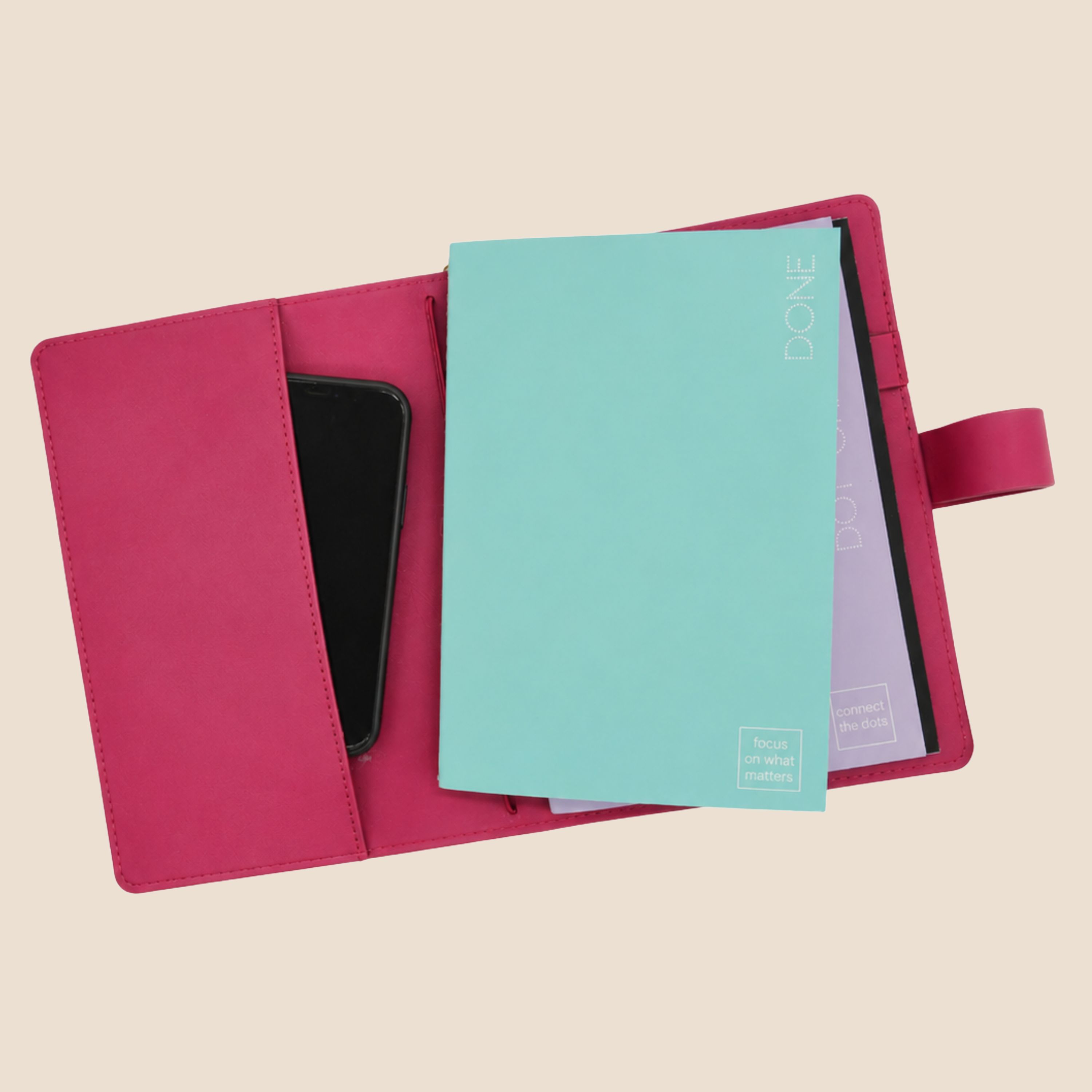 Inside spread of a Traveler's Notebook with two journal inserts
