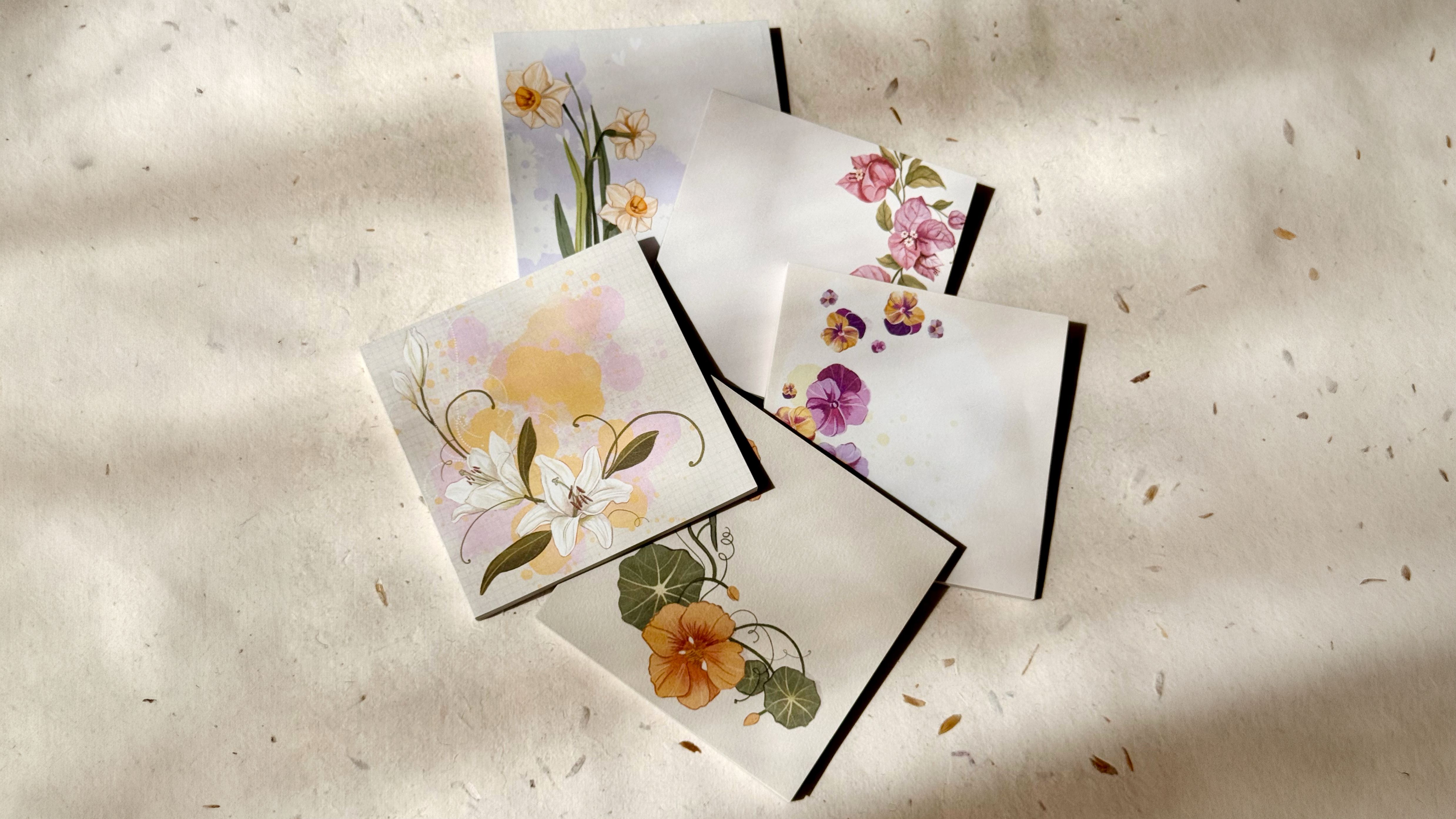 floral themed greeting cards