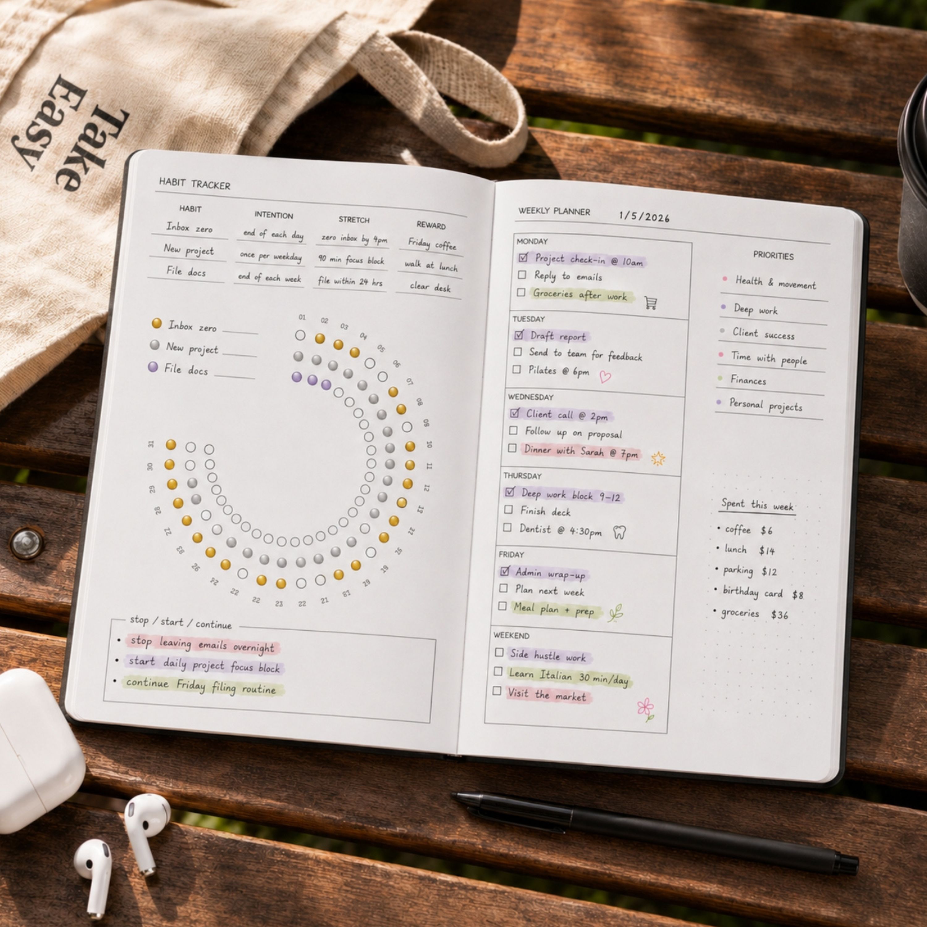 Habit tracking journal