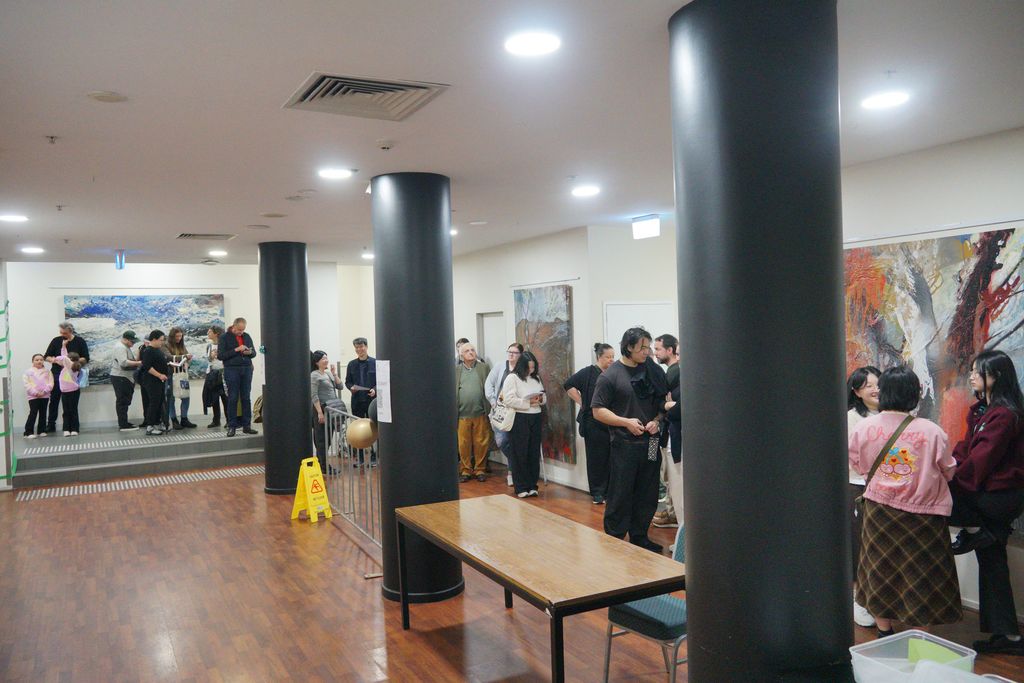A queue of visitors in the foyer