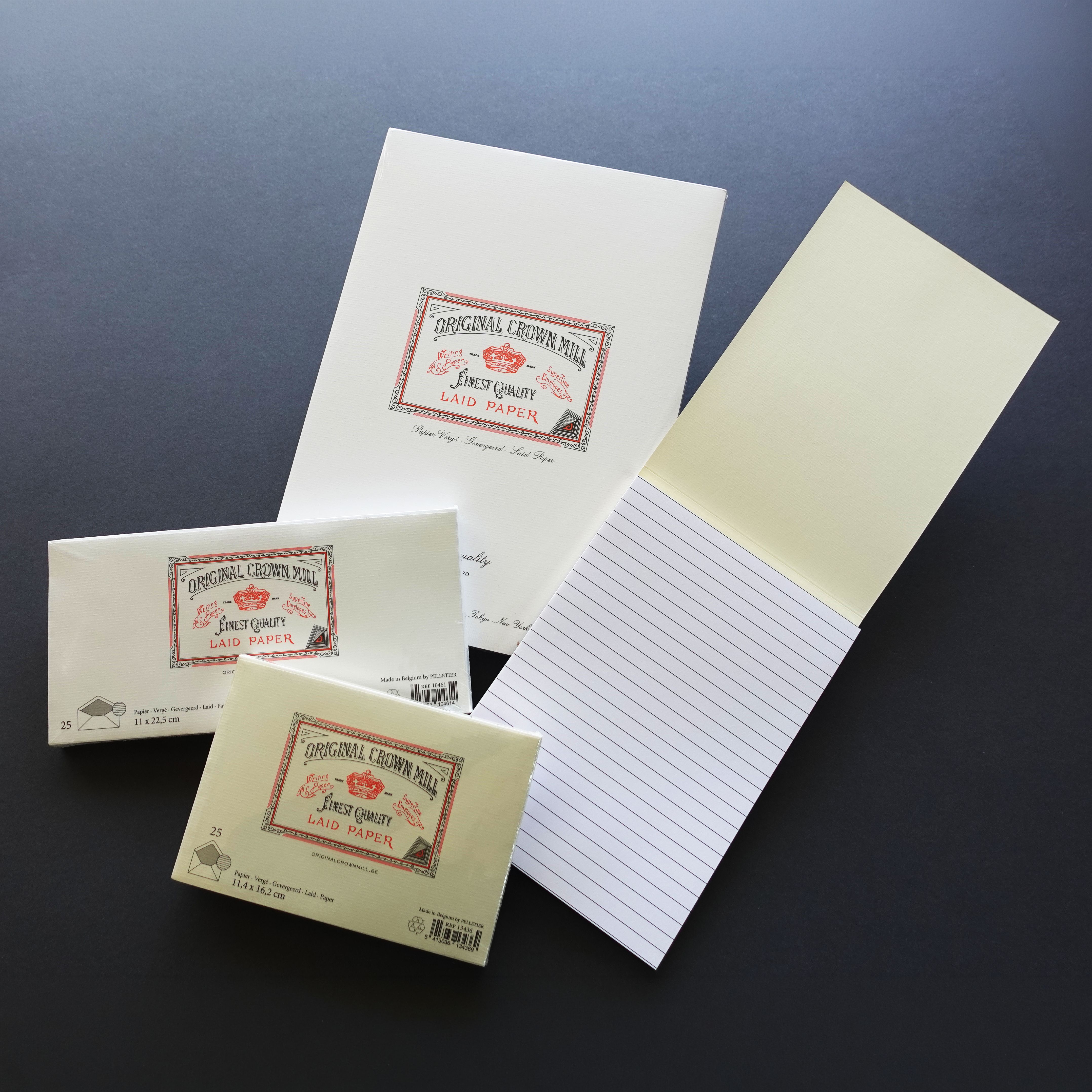 Finest Quality Laid Paper in A5 and A4 Writing Pads with matching lined Envelopes in A4 and A5 cream