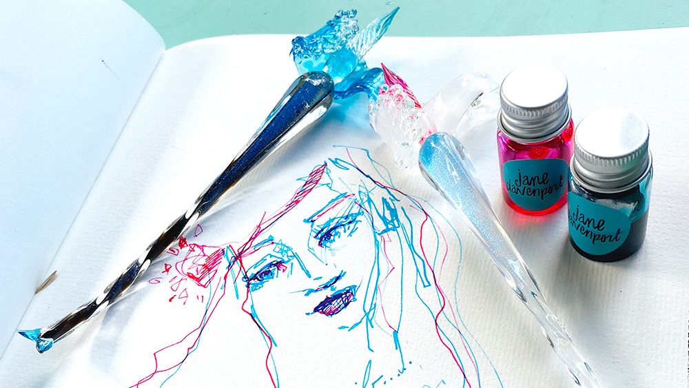 take a dip glass pen ink artwork